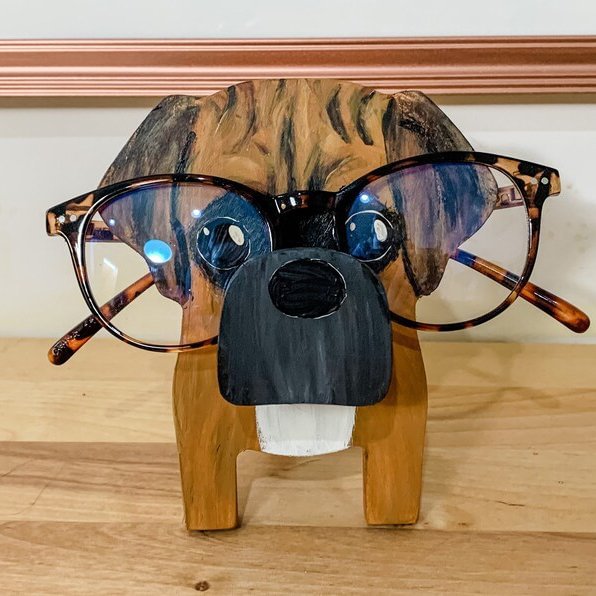 Boxer Dog Wooden Glasses Stand