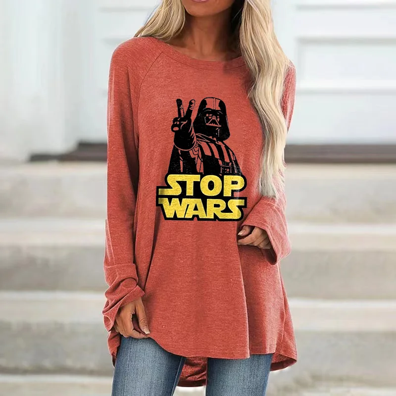 Stop Wars Printed Loose Women's T-shirt