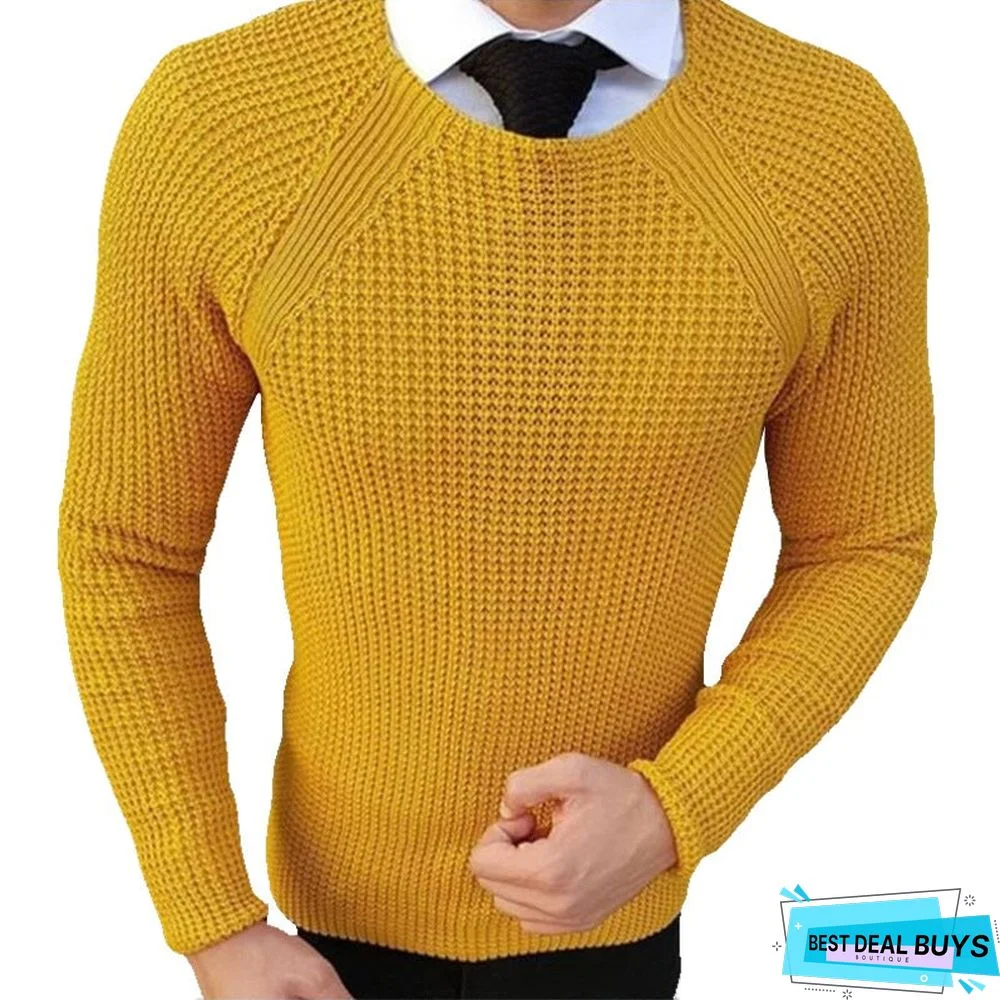 Men's Knitted Sweater Round Neck Long Sleeve Pullover