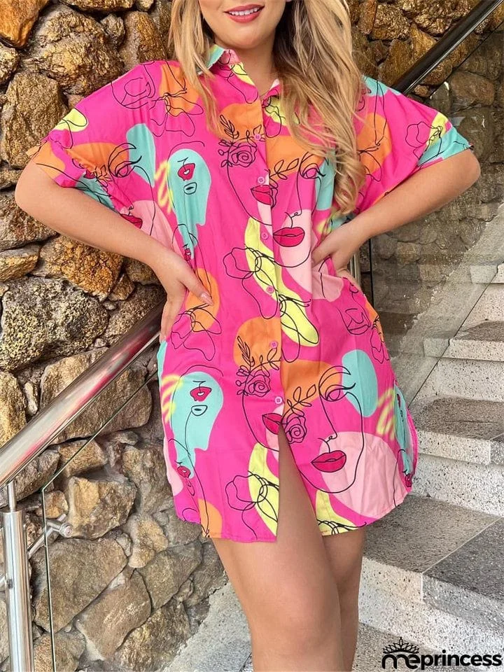 Women's Cute Cartoon Print Slim Fit Button Blouses