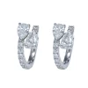 18K White Gold Pear Cut & Round Lab Diamond Huggie Earrings