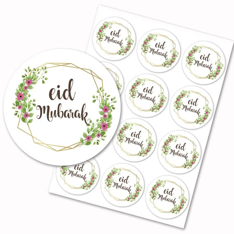 120pcs EID Mubarak Paper Sticker Gift Box Lable Seal Stickers Islamic Muslim Eid Al-fitr Decoration Ramadan Kareem Supplies 3cm