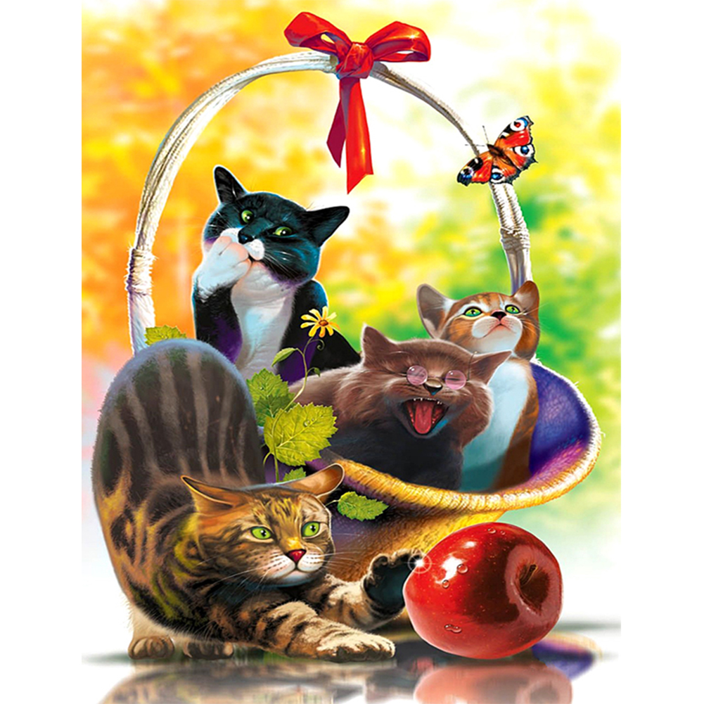 

30*40CM - Round Drill Diamond Painting - Cats, 501 Original