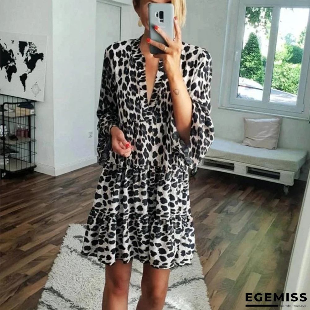 Leopard Print Dress Bohemian Style Dress | EGEMISS