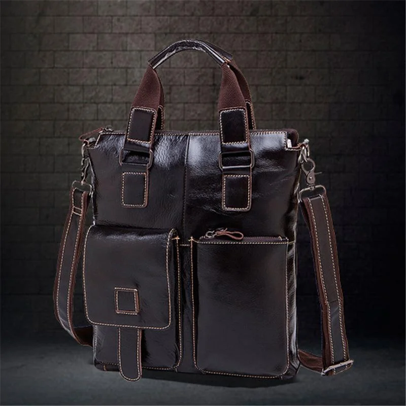 Vintage Style Leather Business Handbag Crossbody Bag For Men