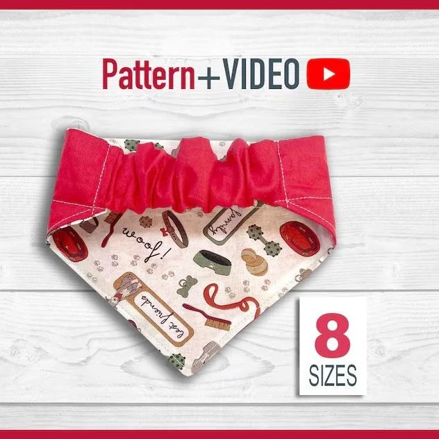 Sewing Cute Cat/Dog Bandana - Template + Instructions Included