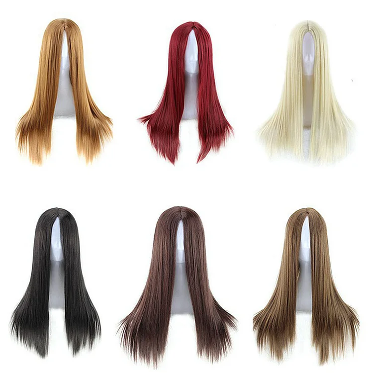 Fashion Black Medium Long Straight Hair Wigs