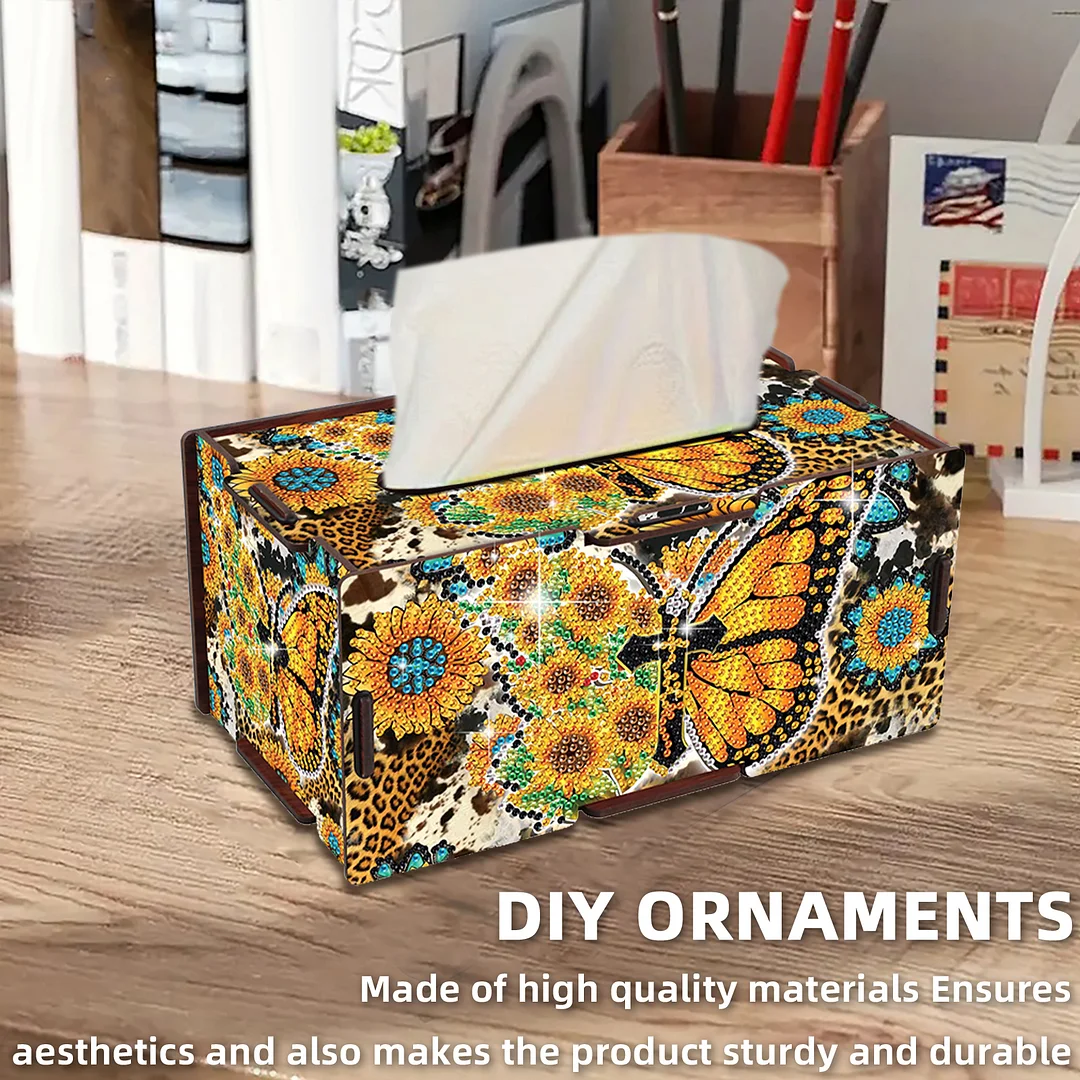 Wooden Diamond Painting Tissue Box for Home and Office Decoration (ZJH031)