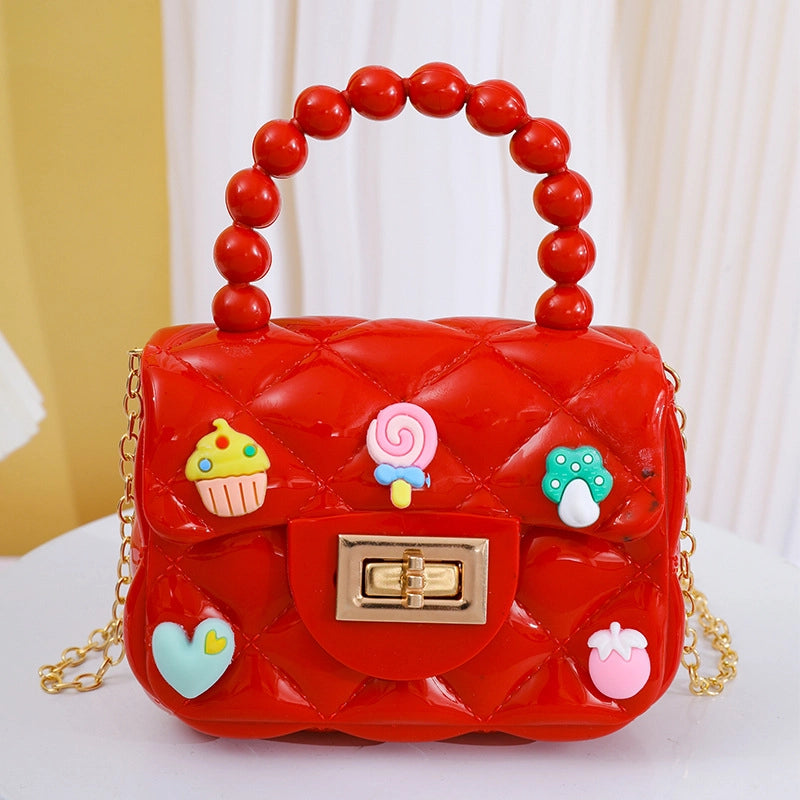 Women’s Small PVC Color Block Streetwear Square Lock Clasp Handbag