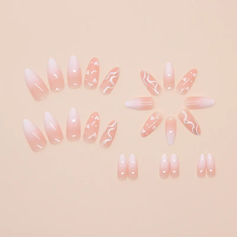 Churchf Churchf Nail Love Gradual Wear Armour Removable Beauty Nail Piece Simple Lines Fine Flash Nail Patch 24 Pieces