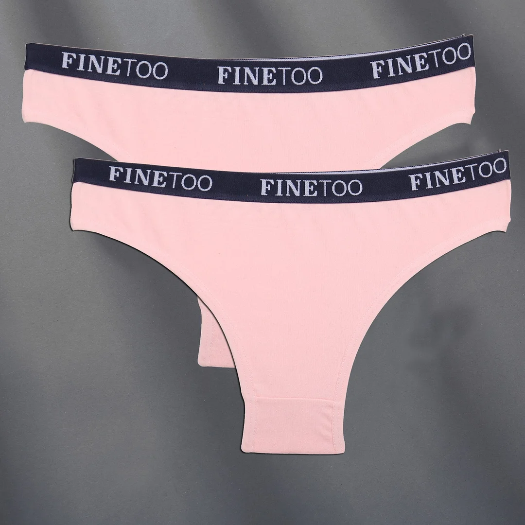 FINETOO 2PCS/Set Cotton Women Sexy Panties Letter Waisted Woman Underwear Fashion Underpant M-XL Female Girls Briefs Lingerie