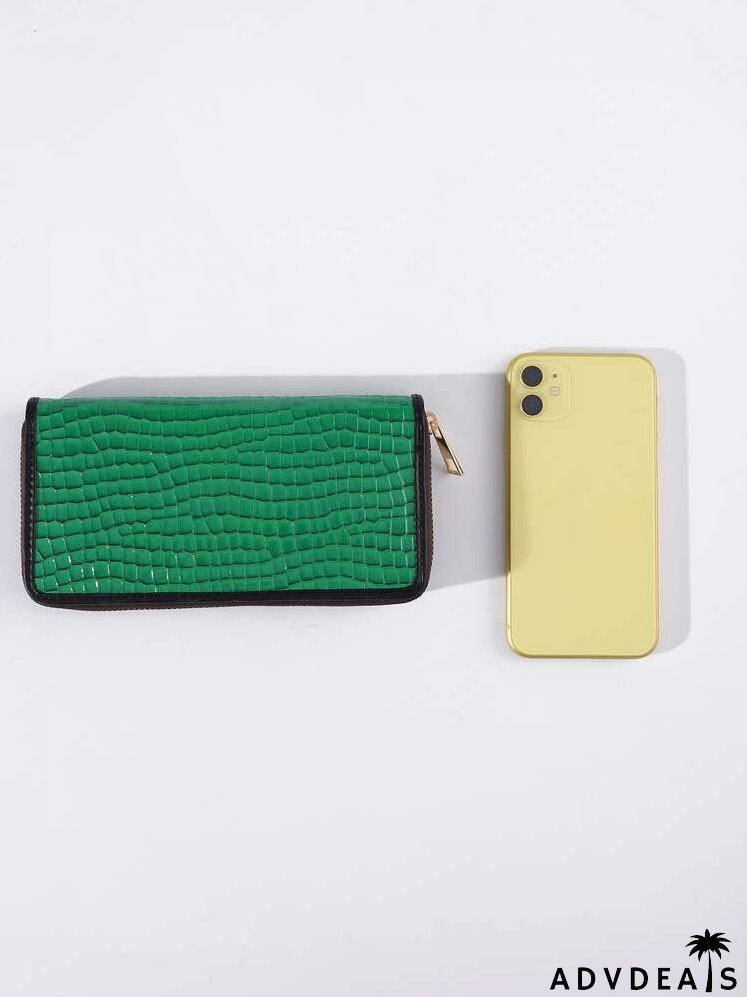 Crocodile Embossed Long Wallet