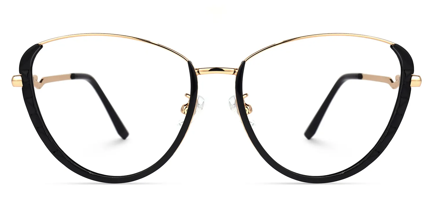 Fern Schwarz-Gold Cateye Brille Schwarz-Gold