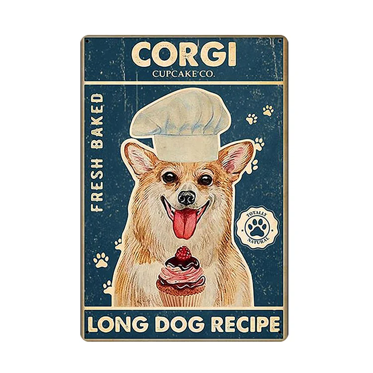 Corgi Cupcake Co. - Vintage Tin Signs/Wooden Signs - 7.9x11.8in & 11.8x15.7in