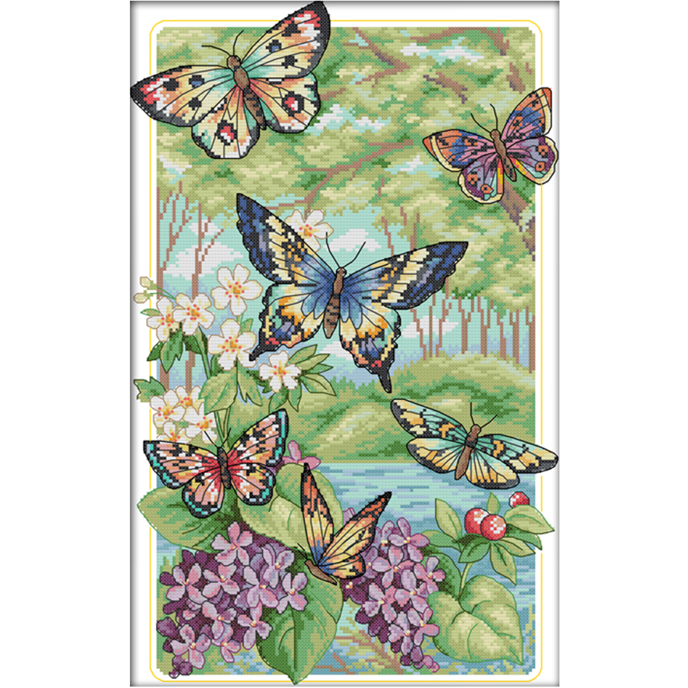 

Butterfly Forest - 14CT Stamped Cross Stitch - 47*32CM, 501 Original