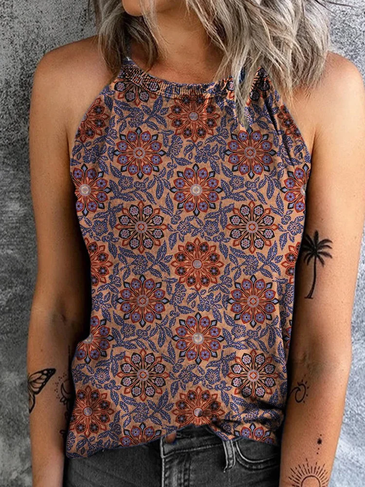 Vintage Tribal print Sleeveless Vest Tank