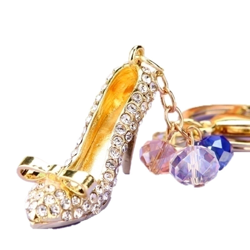 Elegant Lady High Heel Metal Inlay Rhinestones Women’s Bag Pendant Keychain