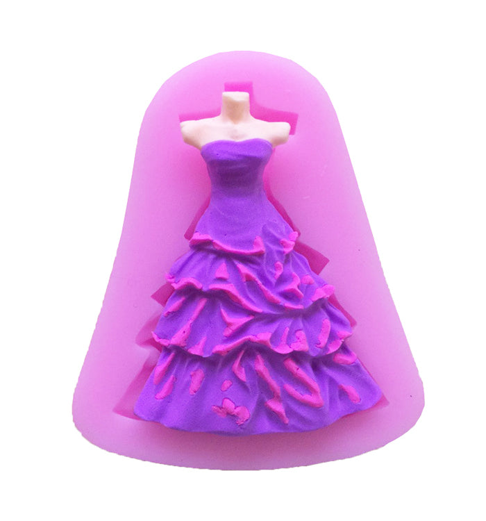 Fashion Formal Dress Silicone Chocolate Fondant Mould For Cake Decoration