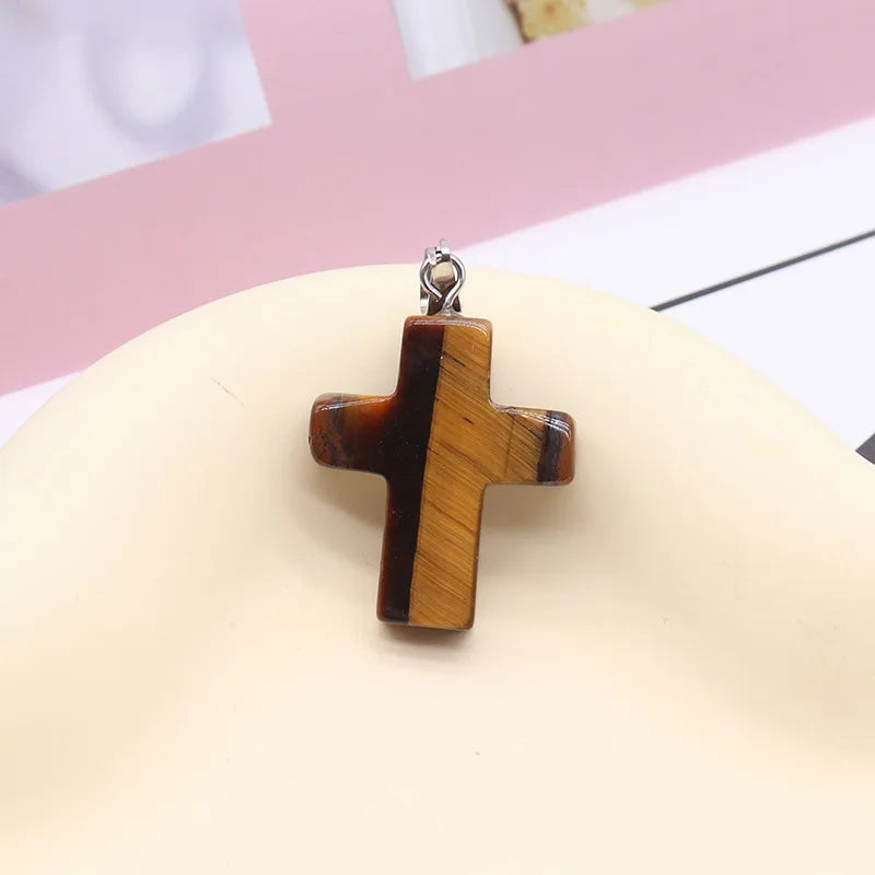 1 Piece 2.5*1.8cm Natural Stone Cross Pendant