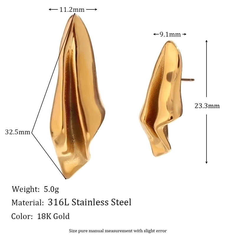 1 Pair Basic Minimalist Classic Style Geometric Solid Color Plating 304 Stainless Steel 18K Gold Plated Ear Studs