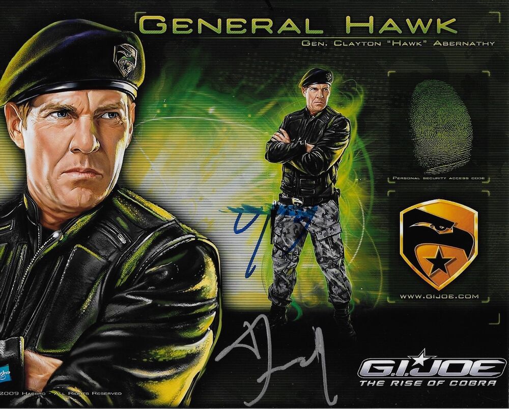 DENNIS QUAID 'G I JOE' GENERAL HAWK SIGNED 8X10 PICTURE *COA *PROOF 1