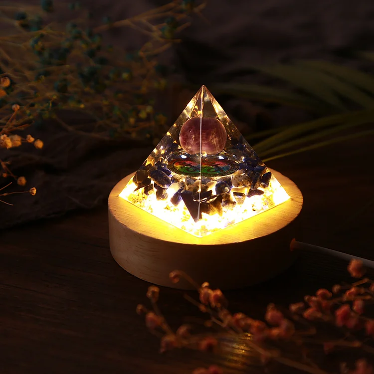 Natural Orgonite Pyramid Crystal Energy Reiki Chakra Meditation Stone (E)