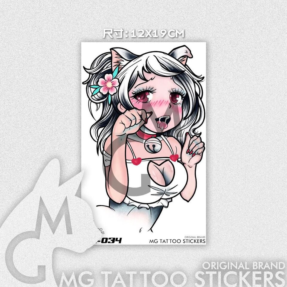 12*19cm Cute Cartoon Soft Cute Cat Girl Funny Maid Sweetheart Tattoo Stickers