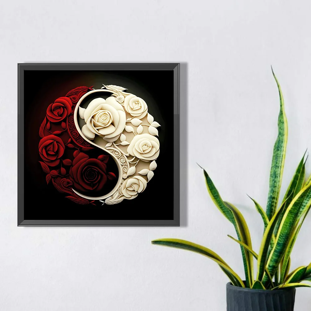 Diamond Painting - Full Round Drill - Yin Yang Flower(30*30cm)