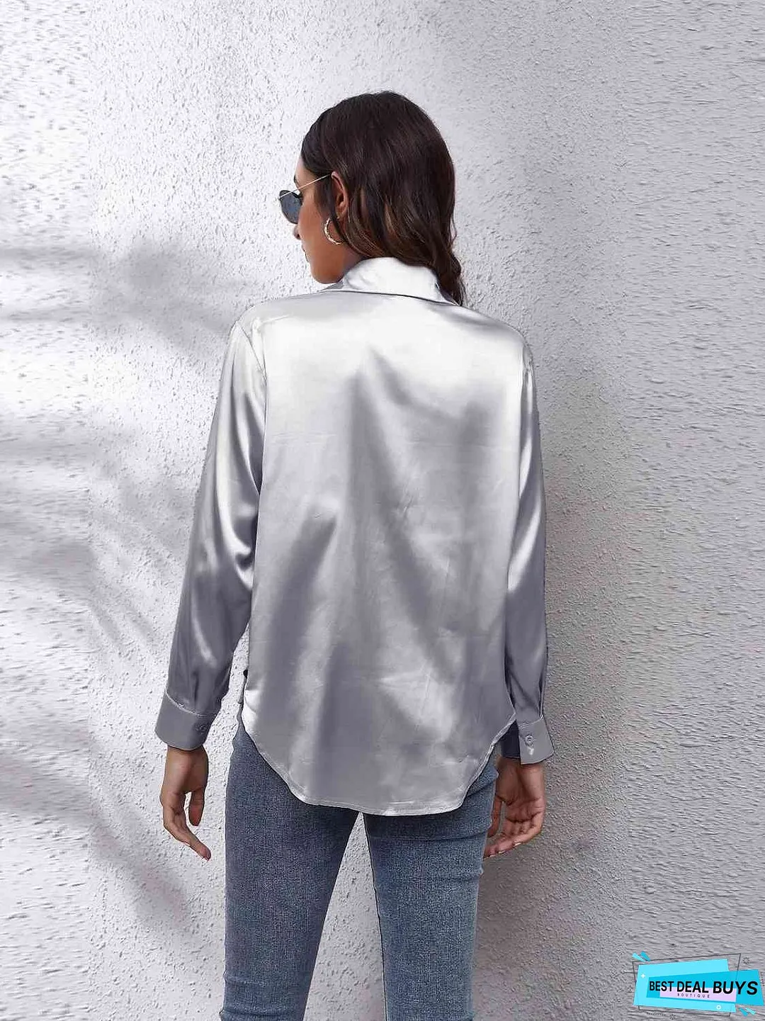 Collared Neck Buttoned Long Sleeve Shirt