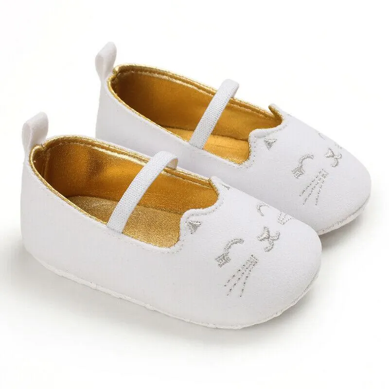 2020 Baby First Walkers Baby Shoes Newborn Infant Pram Mary Jane Girls Princess Moccasins Cats Print Soft Shoes