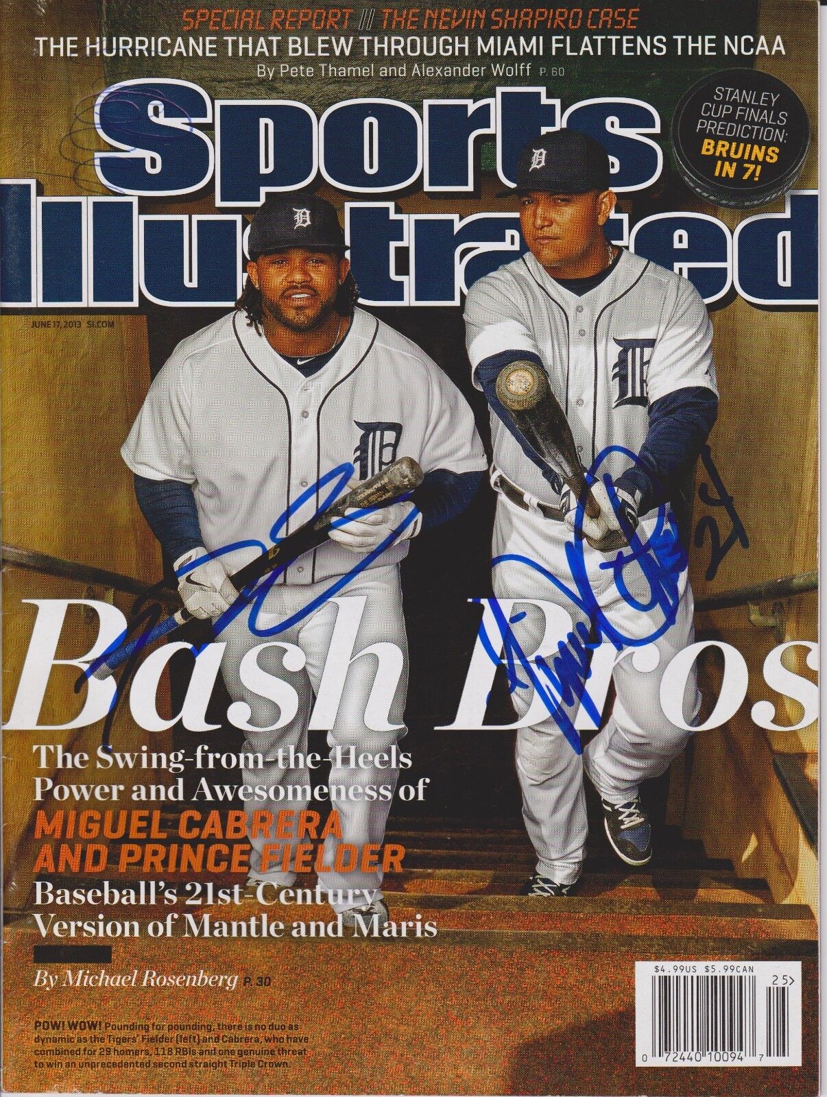 PRINCE FIELDER & MIGUEL CABRERA signed SPORTS ILLUSTRATED DETROIT TIGERS