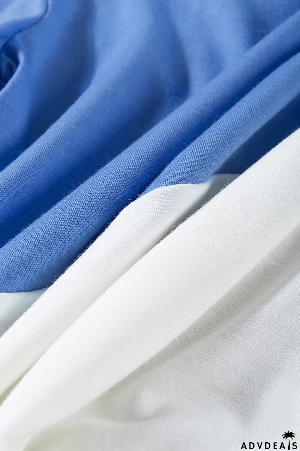 Sky Blue Colorblock Splicing Little Girl Tee