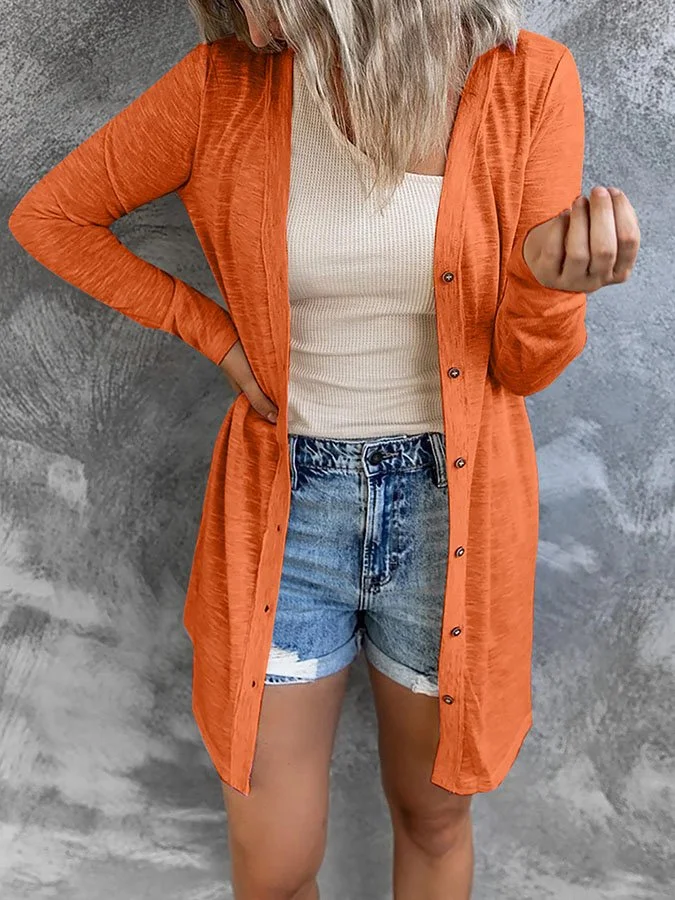 Solid Long Sleeve Cardigan