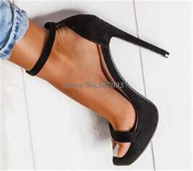 VCSHOES Western Style Open Toe One Strap High Platform Sandals Ankle Buckle Strap High Heel Sandals Dress Shoes Heels