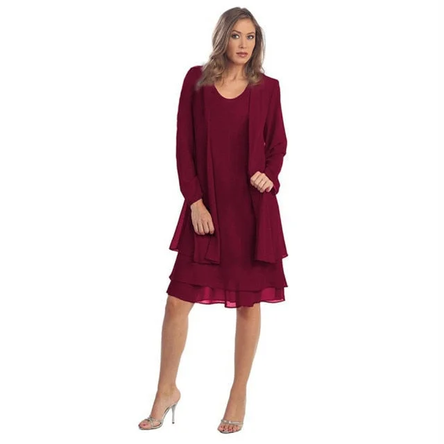 Fast Shipping Mother of The Bride Dresses 2021 Chiffon Plus Size Long Sleeve Party Gown robe de soirée de mariage