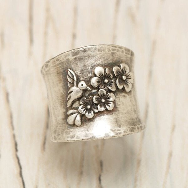 🔥Last Day 75% OFF🎁Bird Flower Wide Band Ring