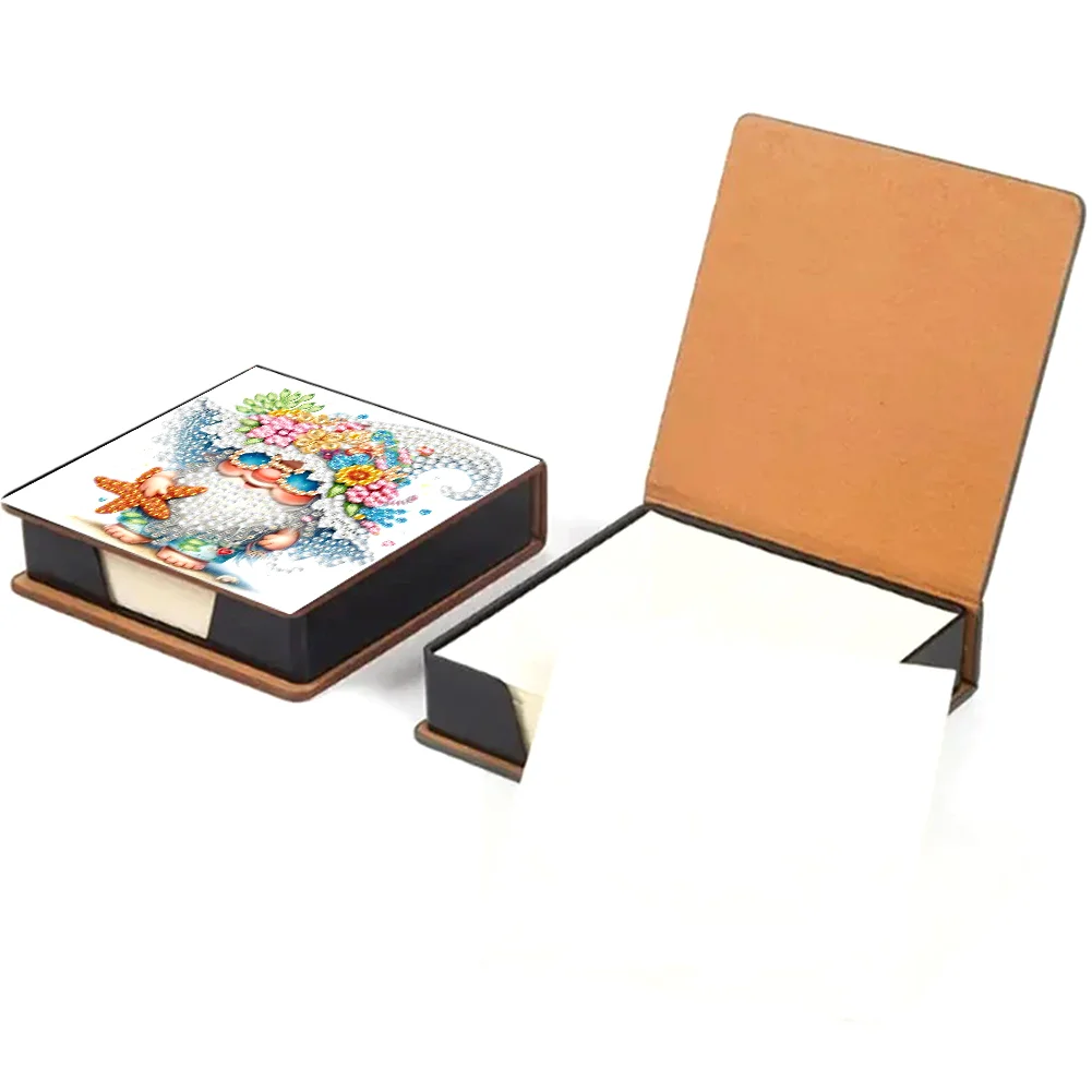 5D DIY PU Diamond Art Note Box with 160 Sheets Paper Memo Pad Holder (Gnome)