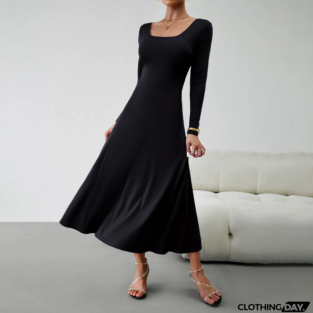 Women's Elegant Waist Long Sleeve Dress