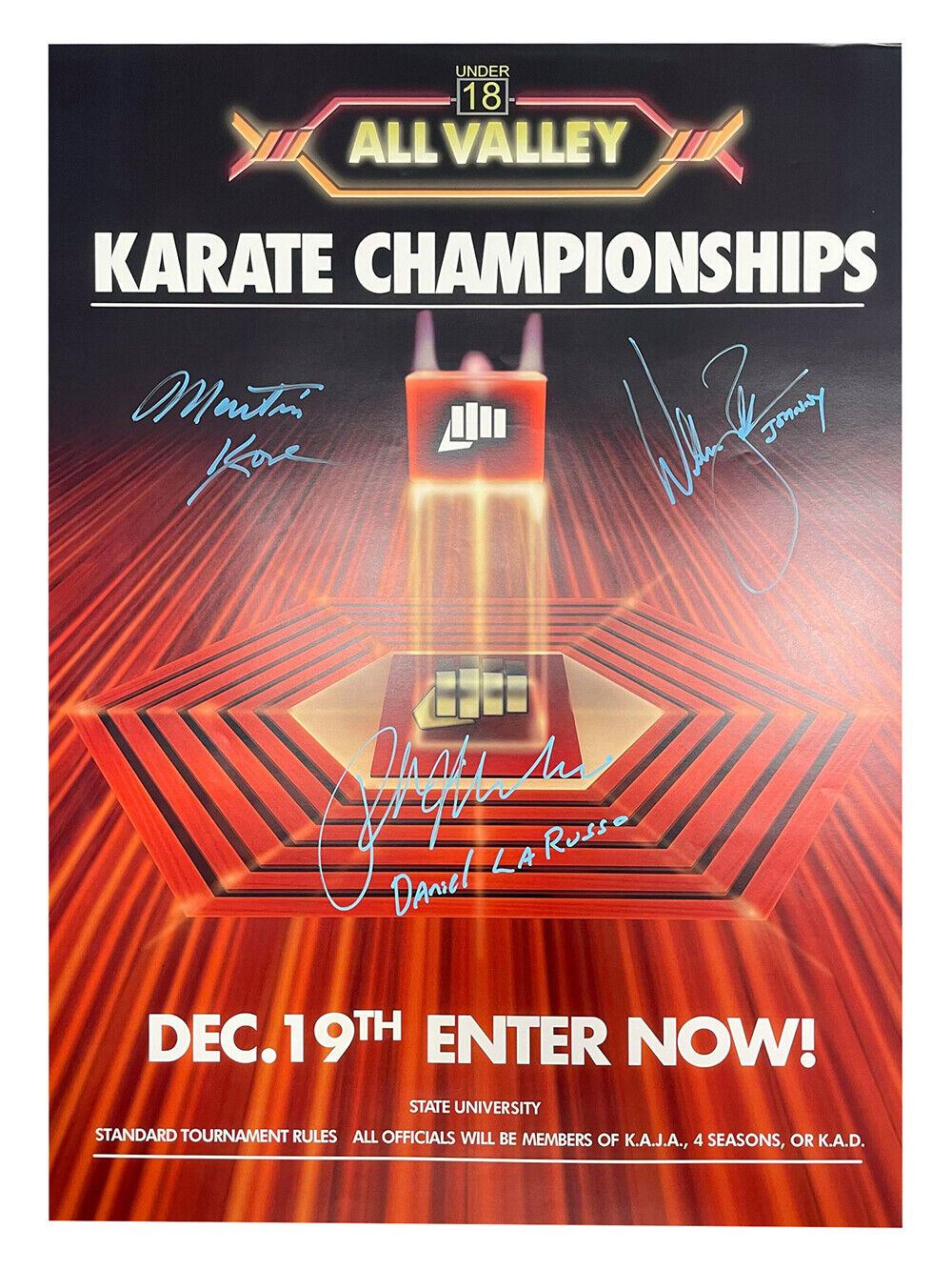 A2 Karate Kid Poster Signed by Ralph Macchio, William Zabka & Martin Kove + COA