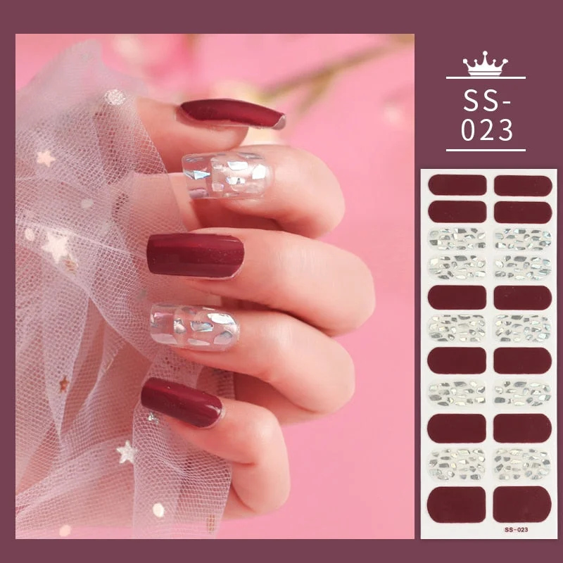 22Tips Colorful Nail Stickers Nail Accesoires Full Cover Stickers for Nails Self Adhesive Nail Art Nails Sticker Designer Shiny