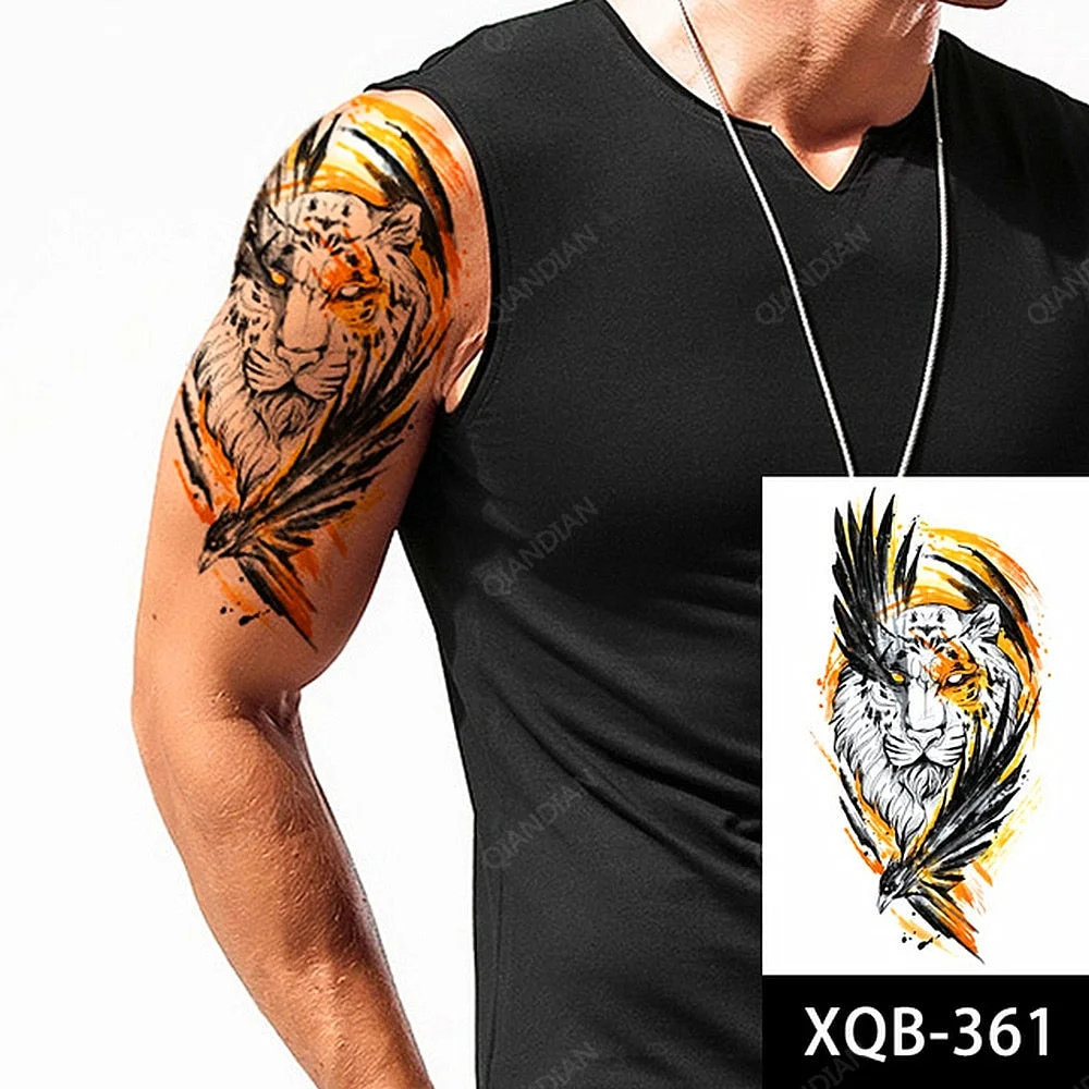1pc Tiger Men Waterproof Temporary Tattoos Stickers Wrist Sleeves Cool Washable aboriginal