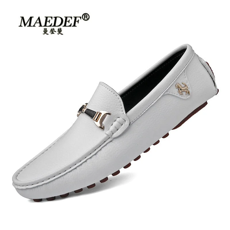 MAEDEF Men's Loafers 2022 Spring Autumn Fashion Shoes Men Classic Brand High Quality Leather Comfy Drive Shoes Boat Casual Shoes