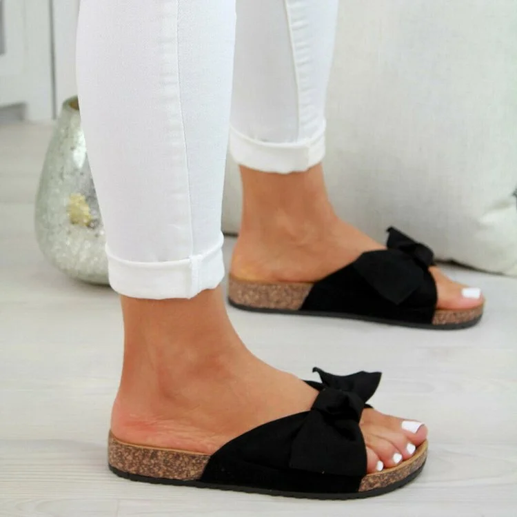 Tanguoant Tanguoant Large Size Slippers Female Summer New Bow A Line Open Toe Wear Casual Sandals