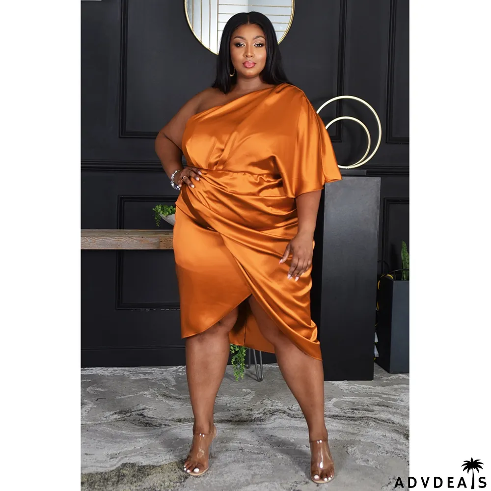 Fashion plus size women's nightclub pleated zipper asymmetric single sleeve skirt