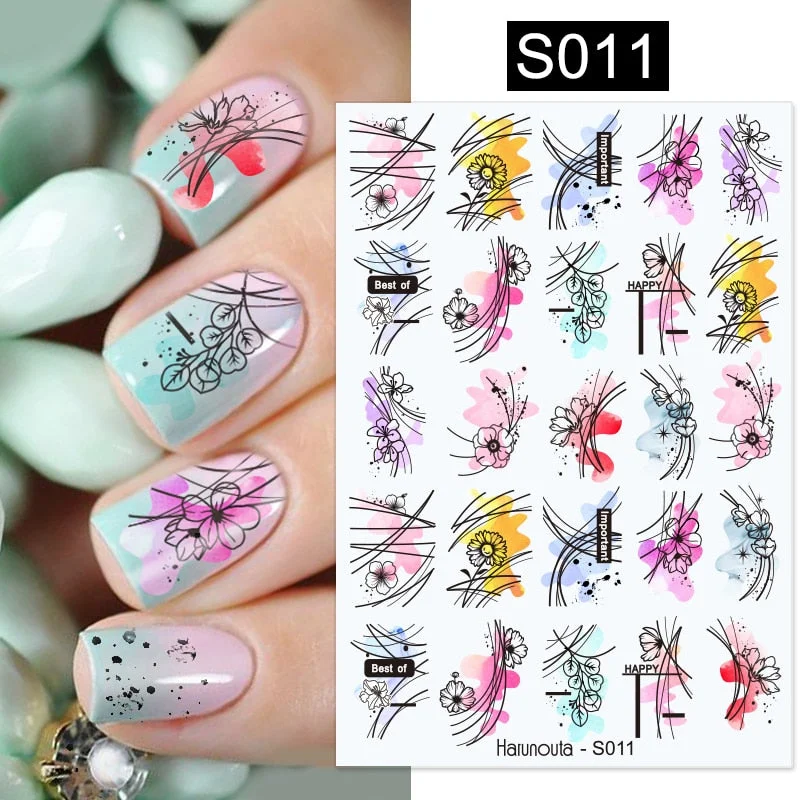 1PC Succulent Plants Flower 3D Nail Sticker Spring Floral Leaves Adhesive Transfer Decals Slider DIY Nail Art Decoration-Nail Inspo