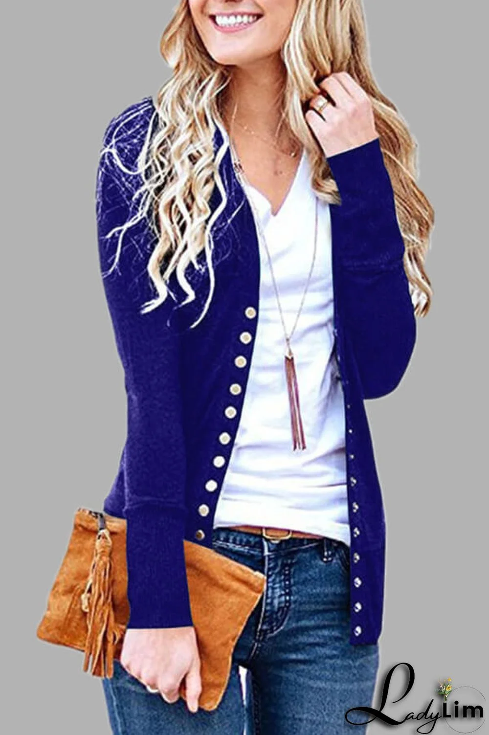 Casual Solid Color Regular Button Cardigan