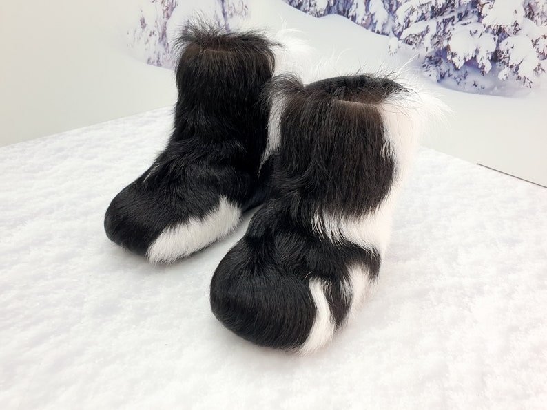 Kids winter fur boots Children mukluks Toddler goat fur boots