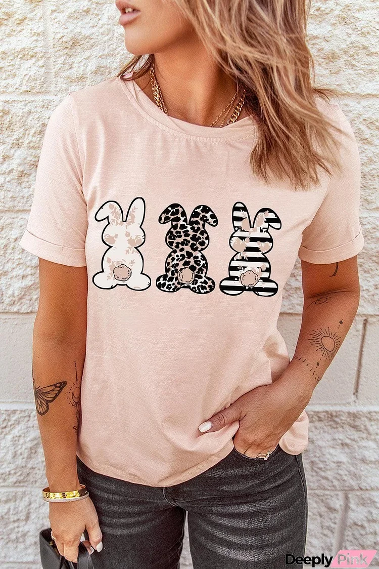 Easter Bunny Graphic Cuffed Tee Shirt