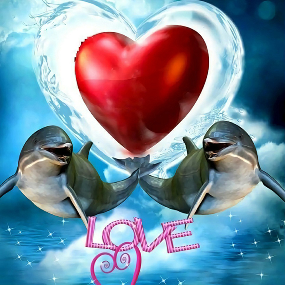 

Love Dolphin - Square Drill Diamond Painting - 30*30CM, 501 Original