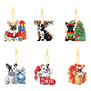 (US Local)6PCS  Christmas Dogs DIY Diamond Painting Keychain Diamond Art Keyrings